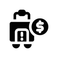travel budget glyph icon. Strong and solid icon for websites, mobile interfaces, presentations, and visual branding. High quality and easy to edit. vector