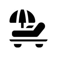 sunbed glyph icon. Strong and solid icon for websites and mobile apps. vector