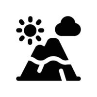 mountain glyph icon. Strong and solid icon for websites, mobile interfaces, presentations, and visual branding. High quality and easy to edit. vector