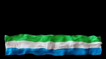 Stylized flag of Sierra Leone waving in the wind, isolated on transparent background, with alpha channel. Animated footer. Suitable for patriotic themes or national event promotions. Motion graphic. video