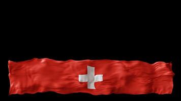 Stylized flag of Switzerland waving in the wind, isolated on transparent background, with alpha channel. Animated footer. Suitable for patriotic themes or national event promotions. Motion graphic. video