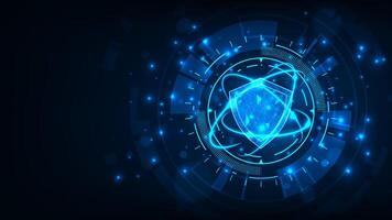 Abstract technology security tech circle Hi tech line circuit board with dark blue background vector