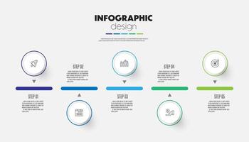 5 steps infographic modern timeline diagram plan with circle chart vector