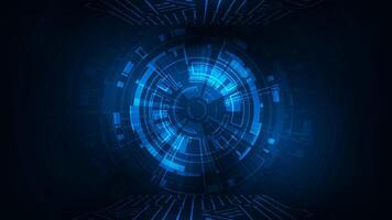 Abstract technology circuit board with line circuit innovation concept on blue background vector