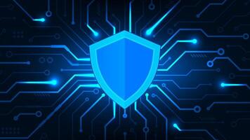 Shield with circuit security cyber of data transmission internet concept technology background vector