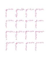 Set of 16 coquette bow vignette corners vector