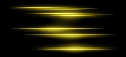 A set of glowing yellow lights on a black background vector