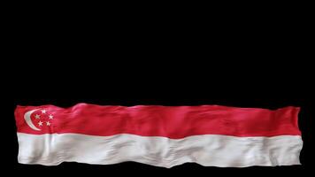 Stylized flag of Singapore waving in the wind, isolated on transparent background, with alpha channel. Animated footer. Suitable for patriotic themes or national event promotions. Motion graphic. video