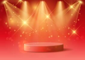 Luxury display background with empty red podium vector