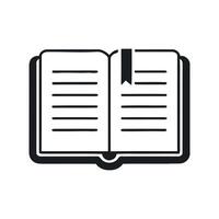 Open Book Icon with Bookmark Reading and Learning Concept Black and White Illustration Education and Knowledge Symbol Simple Design vector