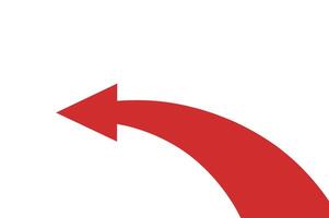 Curved Red Arrow Pointing Left on White Background Directional Sign Navigation Symbol Guidance Choice Decision Making Wayfinding Signage and Graphic Element vector