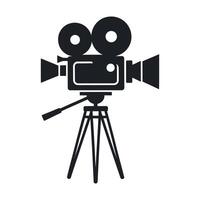 Vintage Film Camera on Tripod Silhouette Representing Classic Cinema Filmmaking and the Art of Visual Storytelling with a Retro and Timeless Aesthetic vector