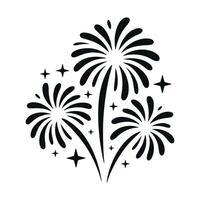 Elegant Black and White Fireworks Illustration for Celebrations and Festive Events with Stars Scattered Around Perfect for Graphic Design and Art Projects vector