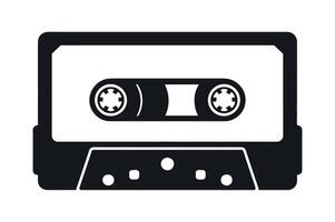 Retro Black and White Cassette Tape Illustration for Vintage Music Audio Technology and Nostalgic Design Projects on a White Background vector
