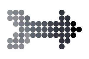 Arrow Made of Circles with Gradient from Light Grey to Black on a White Background for Graphic Design and Presentations vector