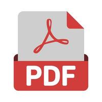 Simple and Clean Illustration of a PDF File Icon with Red Logo on a White Background for Adobe Stock vector