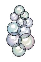 Aesthetic Bubble Cluster with Pastel Colors and Black Outline Perfect for Cleanliness Hygiene and Playful Backgrounds Isolated on White Background vector
