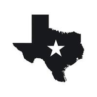 Black Silhouette of Texas State Map with a Lone Star Symbol Isolated on White Background Simple Graphic Design Illustration vector