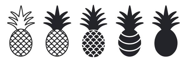 Pineapple Icon Set in Various Styles Including Outline Solid and Geometric Perfect for Summer Tropical and Food Related Designs and Illustrations vector