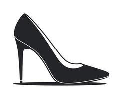 Elegant High Heel Shoe Silhouette in Black and White for Fashion Style and Design Projects with a Modern and Minimalist Aesthetic vector