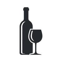 Elegant Wine Bottle and Glass Silhouette on White Background for Graphic Design and Branding Projects Minimalist and Modern vector