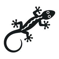 Simple Black and White Gecko Illustration with a Wavy Line Design on its Body and a Curled Tail on a White Background vector