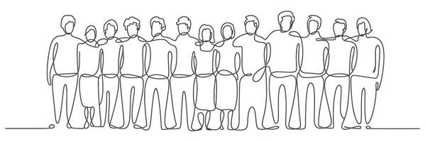 Continuous Line Drawing of a Group of People Standing Together Illustrating Unity Teamwork and Connection Perfect for Business Social and Community Related Projects vector