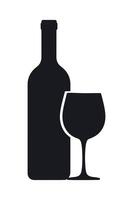 Elegant Wine Bottle and Glass Silhouette Illustration for Wine Tasting Restaurant Menus and Festive Celebrations Simple and Modern Design for Versatile Use vector