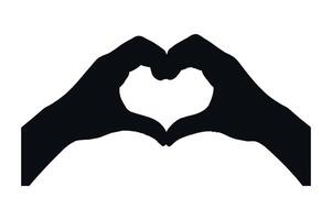 Black Silhouette of Hands Forming a Heart Shape on a White Background Symbolizing Love and Affection for Graphic Design vector