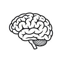 Human Brain Anatomy Illustration in Black and White Showing Lobes Cerebellum and Folds Representing Intelligence Thought and Neurological Science on a White Background vector