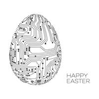 Futuristic Happy Easter Concept with Circuit Board Egg Design on White Background a Modern and Technological Twist on a Classic Holiday Celebration vector