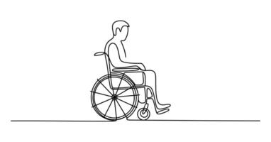 Continuous Line Art Depicting a Person in a Wheelchair Emphasizing Accessibility Inclusion and Mobility Challenges with a Clean Minimalist Aesthetic on a White Background vector