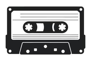 Monochrome Graphic of a Retro Audio Cassette Tape Representing Vintage Music Nostalgia and Analog Sound Recording Technology in a Simple and Minimalist Style vector