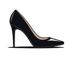 Elegant Black High Heel Shoe Illustration with Pointed Toe and Stiletto Heel on a White Background for Fashion and Style Concepts vector