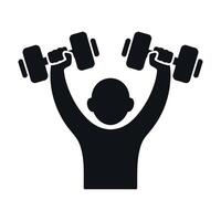 Silhouette of a person lifting dumbbells above their head symbolizing strength fitness and exercise perfect for health wellness and gym related content and designs vector