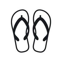 Simple Black and White Illustration of Flip Flops for Summer Beach Vacation and Relaxation on White Background vector
