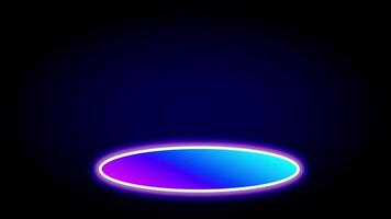 A single pink and blue neon ellipse floats in a dark field, representing mystery, sci-fi energy, and suspended visual symbolism. video