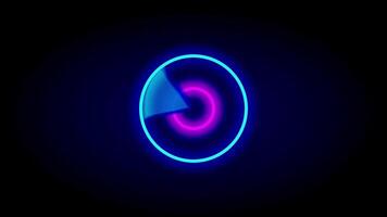 A spinning neon ring animation in blue and pink represents a digital loading symbol, emphasizing motion, wait time, and tech design. video