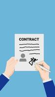 Professional Hand Signing a Contract Document in a Modern Business Environment Representing Commerce and Legal Agreement video
