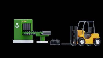 forklift transporting recyclable waste video
