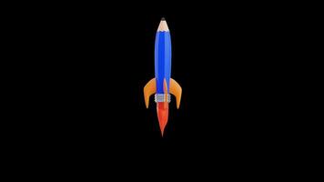 3D Animation of Boost Knowledge 3D Icon. Pencil rocket launching up 3d Animation video
