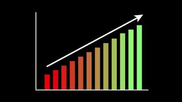 Business Bar Chart Animation Continuously Rising Shining Transparent Background video