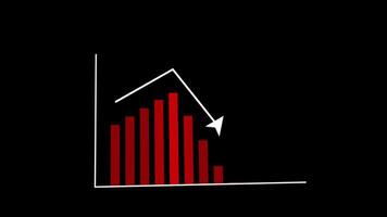 Business Bar Chart Animation Up and Down 3D Curved Transparent Background video