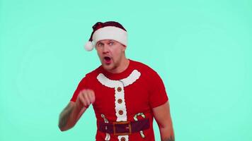 Countdown to Christmas holiday celebration, man counting in reverse order from five to one, dancing video
