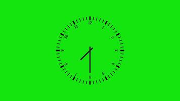 Clock Animation Green Screen. Stopwatch Timer. 12 Hour Loop Ticking Clock. Digital Clock video