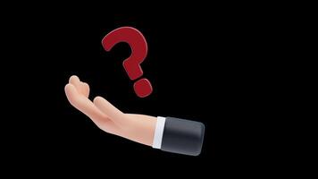 3D Animation of Hand Holding A Question Mark video