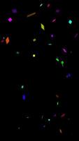 Multicolor confetti Falling loop animation vertical background, confetti particle fall animated motion graphic on vertical black background video