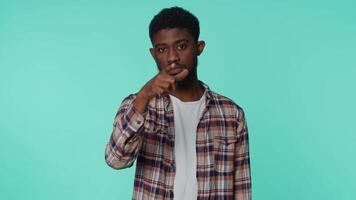 Man showing loser gesture and pointing on you, blaming accusing for unsuccess bullying abuse video