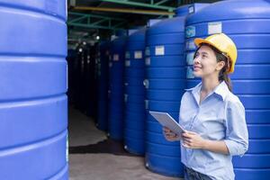 Factory of food or beverages, engineer or inspector check quality water for production line, check PH parameters of water on process. Quality control or assurance, Good standard, Healthy photo