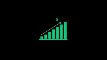 Animated Financial Chart with Dollar Symbol and Arrow on Black Background video